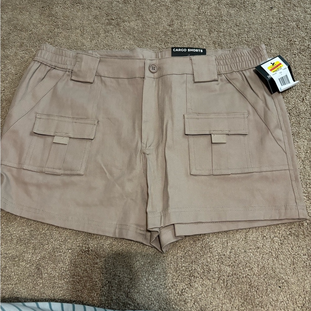 Harper Tan Cargo Shorts with Front Flap Pockets